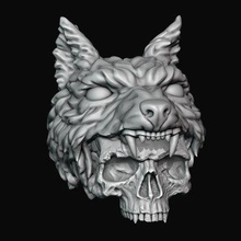 skull wolf scalp - print ready 3d model alexkovalev 3d print model - Mito3D