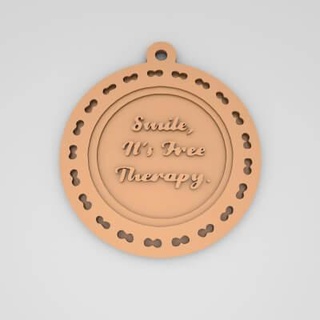 smile free therapy quote round keychain - 3d print model pk3dstore 3d print model - Mito3D