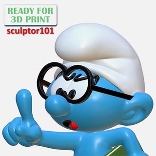 Smurfs Brainy smurf 3d impressão modelo sculptor101 3d print model - Mito3D
