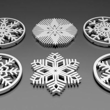 snow flake coaster set 6 pieces - print ready 3d model mr-goldberg 3d print model - Mito3D