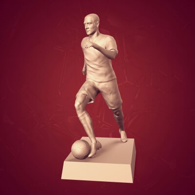 soccer player trophy -- ready 3d printing by ocstard 3d print model - Mito3D