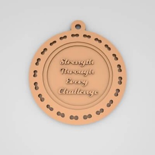 strength every challenge quote round keychain - 3d print model pk3dstore 3d print model - Mito3D