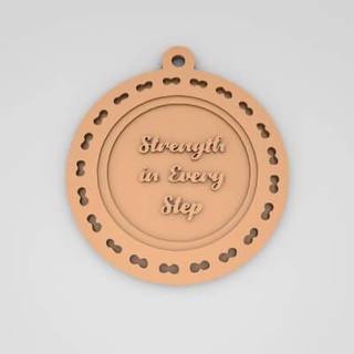 strength every step quote round keychain - 3d print model pk3dstore 3d print model - Mito3D