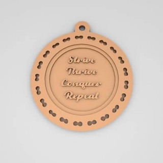 strive thrive conquer repeat quote round keychain - 3d print model pk3dstore 3d print model - Mito3D