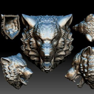 stylized wolf head 0190 - 3d print model 3djewelrysquad 3d print model - Mito3D