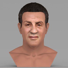 sylvester stallone rocky balboa bust full color print ready 3d model here printing current size 5 cm height but you free scale it zip file contains obj wrl texture png created zbrush mudbox photoshopif have any questions please don't hesitate contact me respond asap encourage check my other celebrity models 3d print model - Mito3D