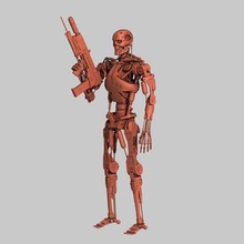 terminator t-800 endoskeleton print ready 3d model printing size 1 + plasma riflein movable head body arms legs fingers if necessary secure desired positionthe position shoulder partially fixed rotation arm not limitedit possible replace finger joints metal onesblack wires must replaced real ones maintain movabilitythe rotate only along one axis relative horizon full height 1958mm width 736mm length 300mm obj filepolys 1707627verts 1693372 3d print model - Mito3D