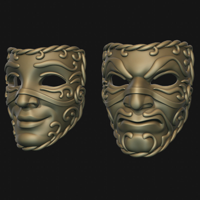 théâtre masques impression prêt 3d modèle Alexkovalev 3D print model - Mito3D