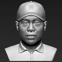 tiger woods bust print ready 3d model here printing current size 10 cm height but you free scale it zip file contains obj stl created zbrush 3d print model - Mito3D