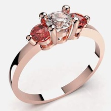 trilogía de la mujer del anillo bodas listo para imprimir en 3d modelo las mujeres regalo rubí piedra preciosa puede personalizar - cad 08 3d print model - Mito3D