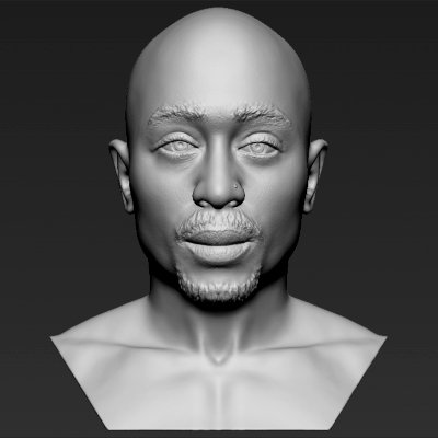 tupac shakur bust print ready 3d model here printing current size 5 cm height but you free scale it zip file contains obj stl created zbrushif have any questions please don't hesitate contact me respond asap encourage check my other celebrity models 3D print model - Mito3D
