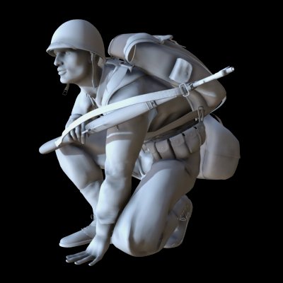 soldato americano ww2 stampabile pronti per la stampa del modello 3d garand 3D print model - Mito3D