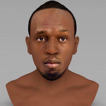 usain bolt bust full color print ready 3d model here printing current size 5 cm height but you free scale itzip file contains obj wrl texture pngthe created zbrush mudbox photoshop 3d print model - Mito3D
