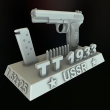 ussr tabanca tt 33 Tulskiy Tokareva 16 12 inç Yazdır hazır 3d model 3d print model - Mito3D