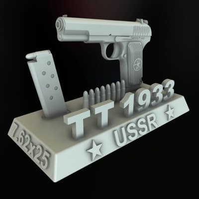 ussr pistola tt 33 tulskiy tokareva 1 6 12 polegada 3d impressão modelo by 3dscombine 3d print model - Mito3D