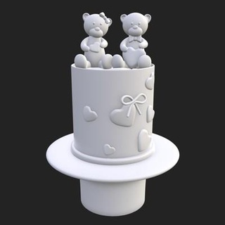 valentines ours gâteau 3d impression modèle morte divertissement 3d print model - Mito3D
