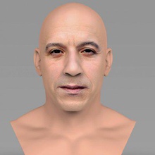 vin diesel bust full color print ready 3d model here printing current size 5 cm height but you free scale it zip file contains obj wrl texture png created zbrush mudbox photoshopif have any questions please don't hesitate contact me respond asap encourage check my other celebrity models 3d print model - Mito3D