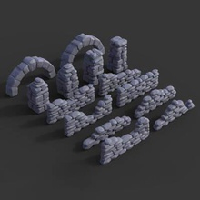 wargaming murs en pierre d'arcs, piliers prêts à l'impression 3d de modèle 2 arcs 4 8 prêt d'impression 28 mm 32 3d print model - Mito3D