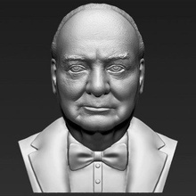winston churchill bust print ready 3d model here printing current size 5 cm height but you free scale it zip file contains obj stl created zbrushif have any questions please don't hesitate contact me respond asap encourage check my other celebrity models 3d print model - Mito3D