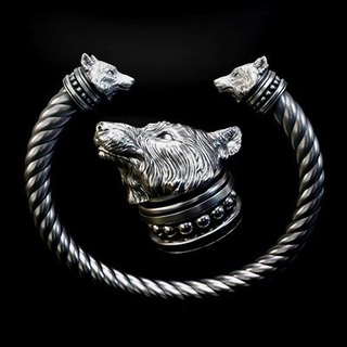 wolf head bracelet pendant - vikings artgelo 3d print model - Mito3D