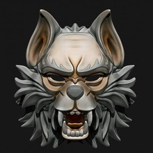 Wolf Maske japanisch Samurai oni Tiger drucken bereit 3d Modell 3d print model - Mito3D