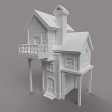 wooden house miniature print ready 3d model item use environment project 3d print model - Mito3D