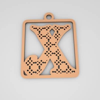 x initial stylish monogram keychain - free 3d print model pk3dstore 3d print model - Mito3D