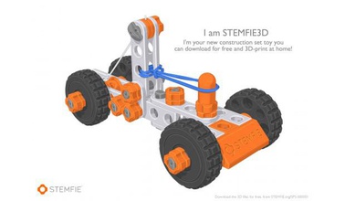 stemfie rubber-band-driven car stemfie3d sps000001 stemfie3dproject constructionset playset 3dprinting toy toys toycar mechanicaltoys meccano lego 3d print model - Mito3D
