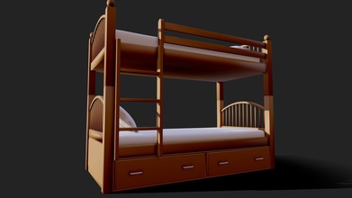 3d bed 011 - buy royalty free model giimann e892272 double bunk 3d print model - Mito3D