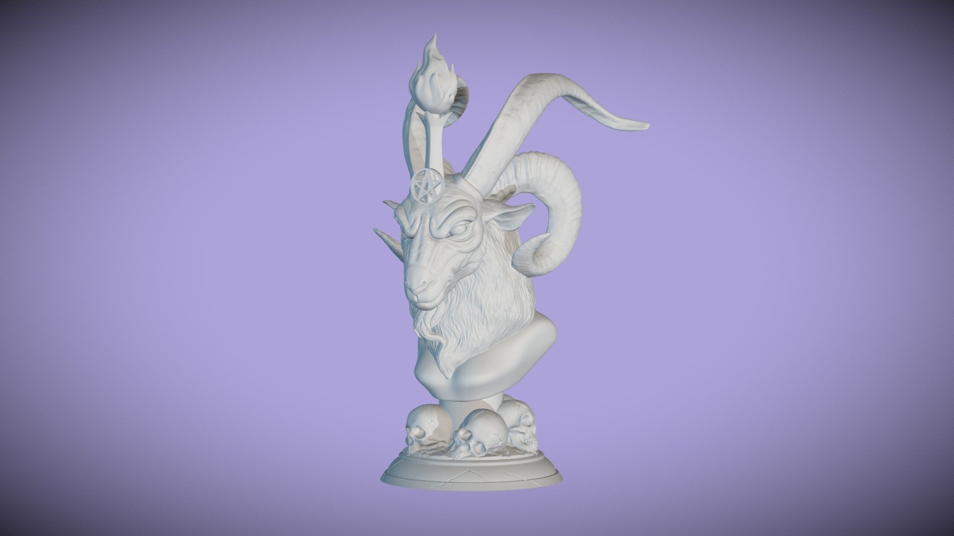 3d printable baphomet bust - buy royalty free model toymancer studio 25b2497 face goat demon devil creatures god head witchcraft zbrush-sculpt witch zbrush 3D print model - Mito3D