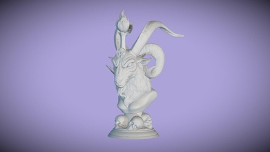 3d printable baphomet bust - buy royalty free model toymancer studio 25b2497 face goat demon devil creatures god head witchcraft zbrush-sculpt witch zbrush 3d print model - Mito3D