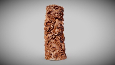 3d scansione pillar shaped sculture in legno acquistare royalty gratuito modello cgtomia buddha anatomia artigianato Giappone scan statuetta fotorealistico Asia retopologia Cina cultura classico asiatico India 3d print model - Mito3D