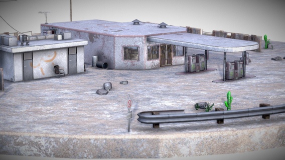 abandoned petrol station - buy royalty free 3d model edjan gas gasoline apocalyptic doors road build apocalypse american postapocalyptic fuel automatic tank hose gasstation petrolstation gas-station abandoned-building apocalipse building-modern gasolinepump benzine petrol-station building-design architecture building construction environment petrol-fuel-tank 3d print model - Mito3D