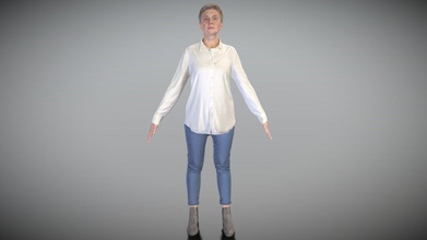 adult woman a-pose ready rigging 181 - buy royalty free 3d model deep3dstudio c71fbfc true human size detailed caucasian appearance dressed casual style captured mesh animation all most usable software product immediate use architectural visualisations inside game engines further render sculpting zbrush technical characteristics digital double scan low-poly fully quad topology sufficiently clean edge loops based subdivision 8k texture color map non-overlapping uv pbr textures 4k resolution normal displacement albedo maps cinema 4d project file redshift shader included you can find tex folder download package includes obj which applicable 3ds max maya unreal engine unity blender etc more scans released every week everything 3d print model - Mito3D