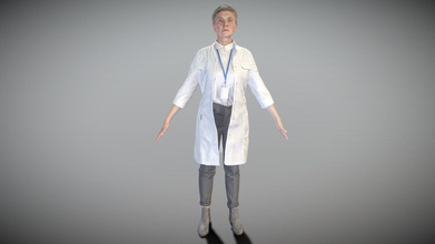 adult woman medical coat 192 - buy royalty free 3d model deep3dstudio 7f262b9 true human size detailed beautiful caucasian appearance dressed uniform doctor captured a-pose mesh ready rigging animation all most usable software product immediate use architectural visualisations inside game engines further render sculpting zbrush technical characteristics digital double scan low-poly fully quad topology sufficiently clean edge loops based subdivision 8k texture color map non-overlapping uv pbr textures 4k resolution normal displacement albedo maps cinema 4d project file redshift shader included you can find tex folder download package includes obj which applicable 3ds max maya unreal engine unity blender etc more scans released every week everything 3d print model - Mito3D