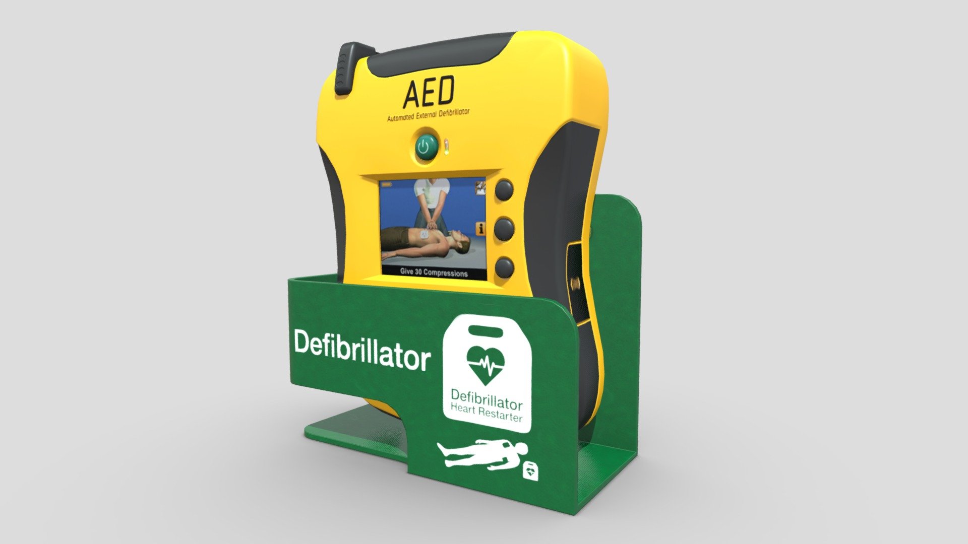 aed wall bracket - buy royalty free 3d model chakkitpp heart ambulance portable aid electrical emergency external tool medicine rescue automated disease defibrillator restart medical defibrillation 3D print model - Mito3D