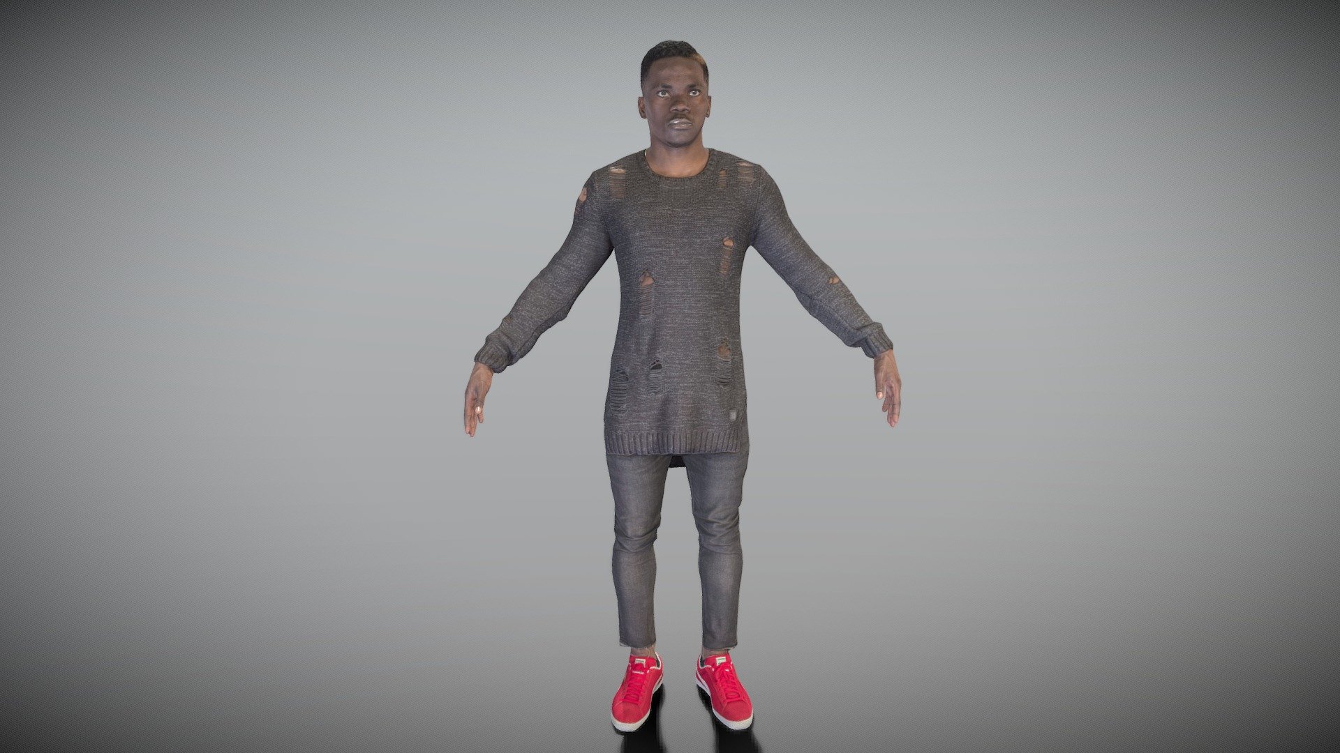 african-american man casual a-pose 300 - buy royalty free 3d model deep3dstudio 830dae9 3D print model - Mito3D