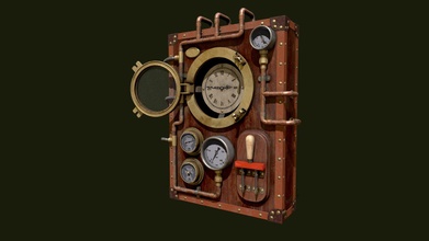 aged steampunk clock - 3d model handy chevrin zeedaly cc86684 style modeled maya textured substance painter 3d print model - Mito3D