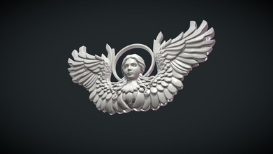 angel relief - buy royalty free 3d model skazok element bas-relief antique decor statue head religion beautiful mythical cherub girl bust female creature decoration sculpture wall 3d print model - Mito3D