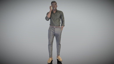 angry man talking mobile phone 240 - buy royalty free 3d model deep3dstudio 249d194 3d print model - Mito3D