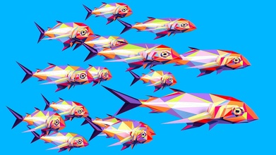 animated poly pop art flock sea fish - buy royalty free 3d model oleg shuldyakov shuographics 579fc8c 3d print model - Mito3D