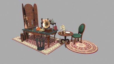 antique desk - 3d model baudoin be74f39 composition made some assets i&rsquo ve during duo group project 3d print model - Mito3D