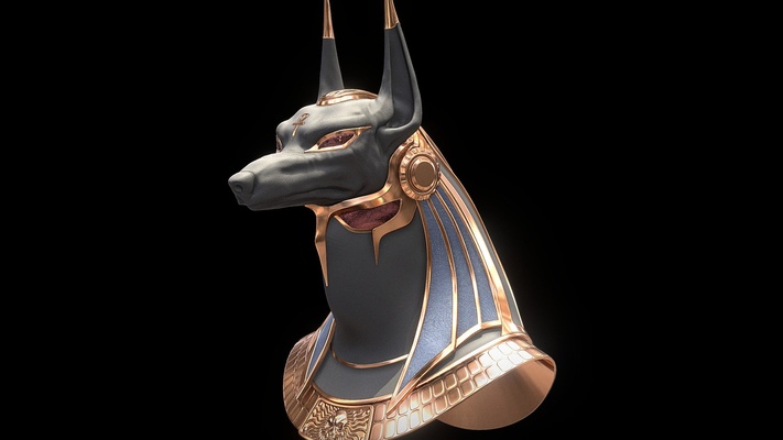 anubis jackal sovereign mask - buy royalty free 3d model by omassyx armor egypt death prop 3dprintable god egyptian egyptology helmet 3d print model - Mito3D