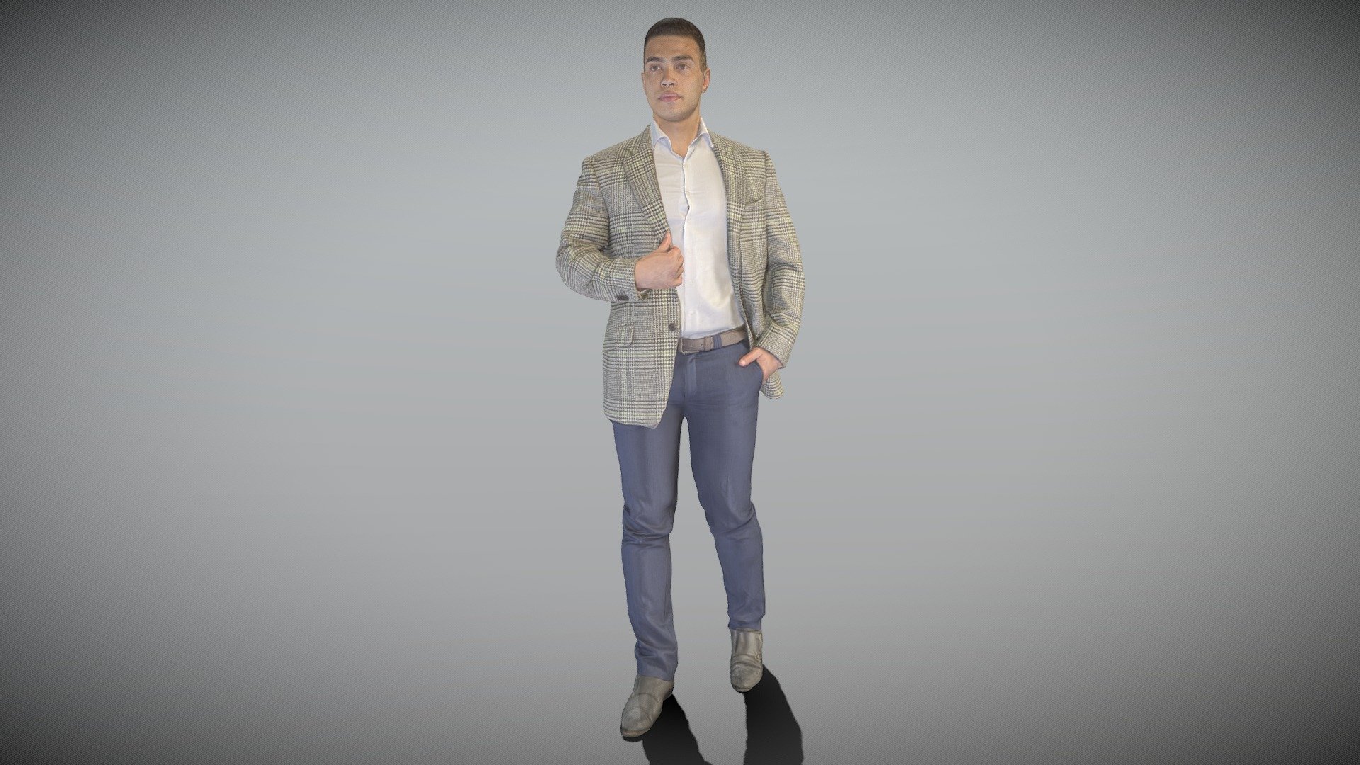 attractive man gray blazer walking 212 - buy royalty free 3d model deep3dstudio 67c05aa 3D print model - Mito3D