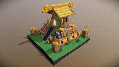 aztec inspiré de la maison - modèle 3d luca vanesche triktron 75bd27e attribution finale du jeu l'art stylisé civilisation antique édifice numérique des arts et spectacle aztèque 3d print model - Mito3D