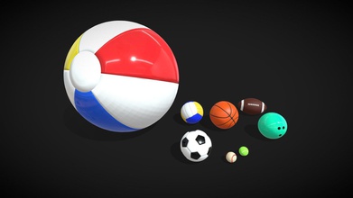 balls - download free 3d model susanking krolzuzannapl e041d43 8 game ready fairly low poly beach ball soccer football american baseball tennis volleyball bowling basketball all designed correct offical sizes 3d print model - Mito3D