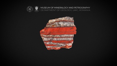 banded red jasper var chalcedony quartz - 3d model museum mineralogy petrography uaic mineralogypetrographymuseum cca1282 3d print model - Mito3D