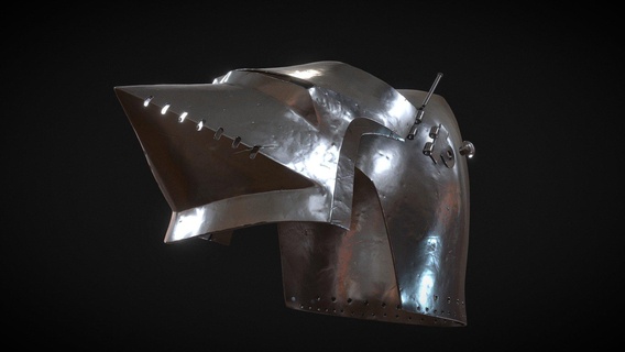 bascinet-hundsgugel - 3d printing buy royalty free model omassyx stl armor prop medieval deco helm decorative 3dprinting werable bascinet helmet decoration knight royal 3d print model - Mito3D