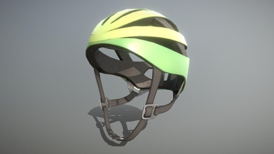bicycle helmet green low-poly version - buy royalty free 3d model vis-all-3d vis-all bike armour security equipment protection safety protector blender-3d protective sportswear 3dhaupt lowpoly bike-helmet 3d print model - Mito3D