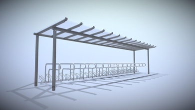 bicycle stand 1 version 9 glass roof 10800mm - buy royalty free 3d model vis-all-3d vis-all parking metallic 3dhaupt street-furniture software-service-john-gmbh bike-stand glass-roof-shelter parking-space bike-stand-1 modulare-bike-stand-construction-kit 3d print model - Mito3D